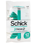 Schick Xtreme 2-Blade Sensitive Men'S Disposable Razors 12 Ct With Vitamin E Strips Non Slip Handle - 2 Pack