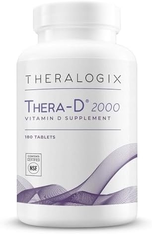 Theralogix TheraD 2000 Vitamin D Supplement 2000 IU (50 mcg) Vitamin D3 Tablets 180Day Supply Immune Support Supplement for Women and Men Aids Bone and Heart Health NSF Certified 180 Tablets