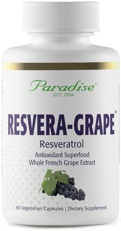 Paradise Herbs Resveragrape Resveratrol + Polyphenols + Opc'S Super Potent Ultra Pure Nongmo Gluten 60 Vegetarian Capsules