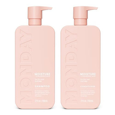 Monday Haircare Moisture Shampoo + Conditioner Set (2 Pack) 27Oz Each Dry Coarse Stressed Coily & Curly Hair Made From Coconut Oil Rice Protein Shea Butter & Vitamin E 100% Recyclable Bottles