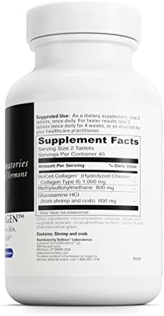 Davinci Labs Natures Collagen Biocell Collagen Supplement With Msm & Glucosamine Helps To Support Joint Health Skin Health & Connective Tissues Gluten 90 Tablets