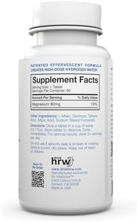 Rejuvenation Molecular Hydrogen Tablets With Magnesium: Highest Dose And Concentration, Supports Gut, Liver, Brain, Cardiovascular, Mitochondrial Health - Unflavored