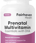 Fairhaven Health Prenatal Multivitamin Essentialsprenatal Vitamins + Dha Choline Myoinositolsupports Healthy Pregnancy & Fetal Brain Developmentmint Essence To Deter Nausea60 Capsules