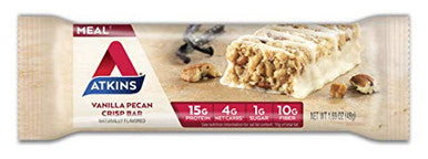 Atkins Vanilla Pecan Crisp Protein Meal Bar High Fiber 1G Sugar 4G Net Carb Meal Keto Friendly 5 Count