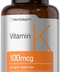 Horbaach Vitamin K Supplement 100mcg 120 Tablets Vegetarian NonGMO and Gluten Free Supplement