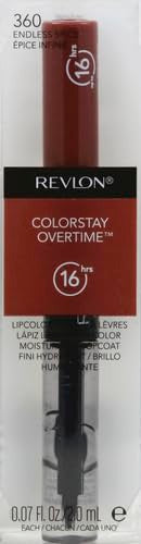 Revlon Liquid Lipstick With Clear Lip Gloss Colorstay Overtime Lipcolor Dual Ended With Vitamin E 360 Endless Spice 0.07 Oz