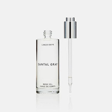Lake & Skye Santal Gray Body Oil 3.4 Fl Oz (100 Ml) Hydrating With Vitamin E & Sweet Almond Oil - Woody Scent