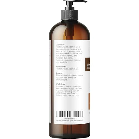 velona MCT Coconut Oil - 16 Fl Oz | 100% Pure and Natural Carrier Oil | Fractionated | Skin, Face, Body, Hair Care | Use Today - Enjoy Results
