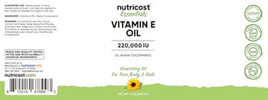 Nutricost Essentials Vitamin E Oil (8 Ounces / 230000 Iu) Vitamin E Oil For Skin Hair And Nails