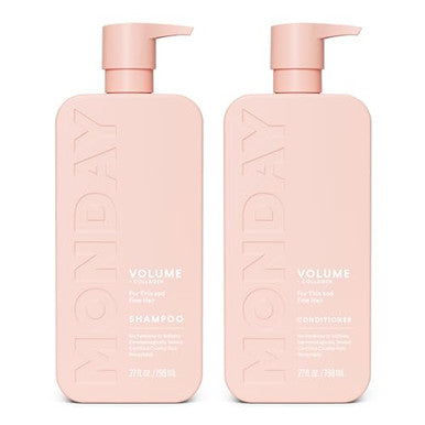 Monday Haircare Volume Shampoo + Conditioner Set (2 Pack) 27Oz Each For Thin Fine And Oily Hair Made From Coconut Oil Ginger Extract & Vitamin E 100% Recyclable Bottles