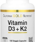 California Gold Nutrition Vitamin D3 + K2 180 Veggie Capsules