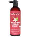 Pura D'Or 16 Oz Apple Cider Vinegar Thin2Thick Shampoo - Biotin Castor Oil For Reduced Frizz Split Ends Clarifying & Detox No Parabens No Sulfates All Hair Types Men & Women