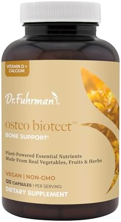 Dr. Fuhrman OsteoBiotect Organic Calcium Bone Health Supplement with Vegan Vitamin D3 and Magnesium. PlantBased Calcium 800mg for Natural Bone Support and Density 120 Capsules