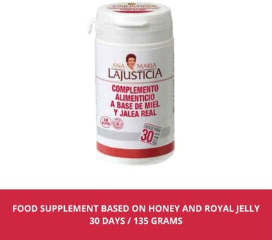 Ana Maria Lajusticia Royal Jelly With Honey Food Supplement 135G Dairy And Gluten . Vegetarian Friendly Perfect To Promote Vascular Health.