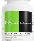 Davinci Labs Iron Bisglycinate Gentle Iron Supplement For Women & Men Help Support Hemoglobin Production & Normal Energy Levels With Vitamin C & More Vegan 60 Vegetarian Capsules