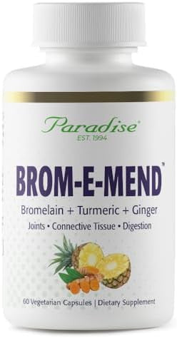 Paradise Herbs Bromelain Supplement Bromemend With Turmeric Bromelain And Ginger Vegan Nongmo Gluten 60 Vegetarian Capsules
