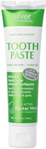 American Biotech Labs Silver Biotics Tooth Paste Silversol Ag'"O'" 20 Ppm Nanosilver Infused + Abovesea Coral Calcium Naturally Whitening Flouride Winter Mint 4 Oz