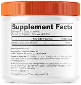 Doctor'S Best Vitamin C Powder With Qc Healthy Immune System Brain Eyes Heart And Circulation Joints Sourced From Scotland 250G 8.8 Ounce