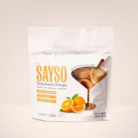 SAYSO Dehydrated Oranges | Dried Fruit Slices for Cocktail or Mocktail Garnish for Drinks | Premium Quality Citrus | Single Ingredient, Hand Selected, 12 Slices