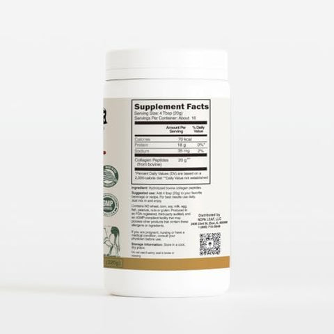 Nopalina Hydrolyzed Collagen Peptides Powder Type I & Iii Grass Fed Pasture Raised Bovine Collagen 20G Per Serving Unflavored 320G (16 Servings)