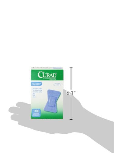 Curad -NON25513 Fingertip Adhesive Bandages Food Service Blue Detectable Bandage 100 CountFingertip 1.75" x 2" (Packaging may vary)
