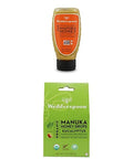 Bundle - Wedderspoon Raw Premium Manuka Honey KFactor 16 Squeeze Bottle (12 Oz) and Manuka Honey Drops, Eucalyptus & Bee Propolis (4 Oz)