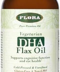 Flora Dha Flax Oil Supports Brain Health Contains Vegan Omega3 Omega6 & Omega9 Vegan Gluten Kosher & Nongmo Keep Chilled Glass Bottle 8.5 Fl. Oz.