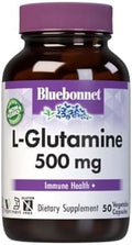 Bluebonnet Nutrition Lglutamine 500Mg Supports Immune Function Nitrogen Transporter Soy & Gluten Nongmo Kosher Vegan 50 Vegetable Capsules White 50 Count