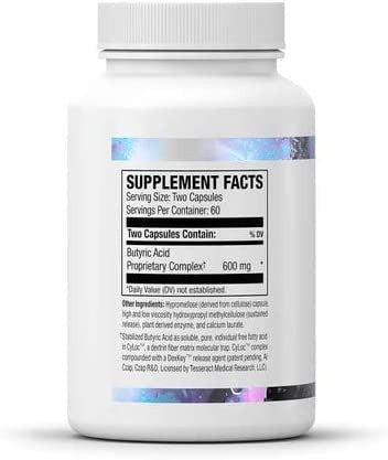 Tesseract Medical Research Probutyrate Butyric Acid Complex Gastrointestinal Health Supplement 600Mg 120 Capsules