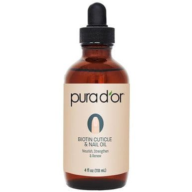 Pura D'Or 4 Oz Nail And Cuticle Oil - Nourishing Treatment With Dropper - Natural Blend Enriched With Biotin Vitamin E Milk For Nail Growth Healthy Nail Beds And Great For Acrylic Nails