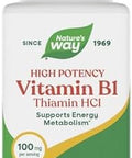 NatureS Way Vitamin B1 High Potency 100 Mg Thiamin Per Serving Thiamin Hcl Supports Energy Metabolism Gluten 100 Capsules (Packaging May Vary)