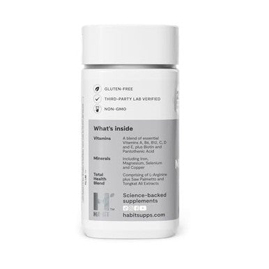 H' Habit Habit Men'S Multivitamin Supports Health & Wellness Vitamins A-E Magnesium Zinc L-Arginine 60 Capsules