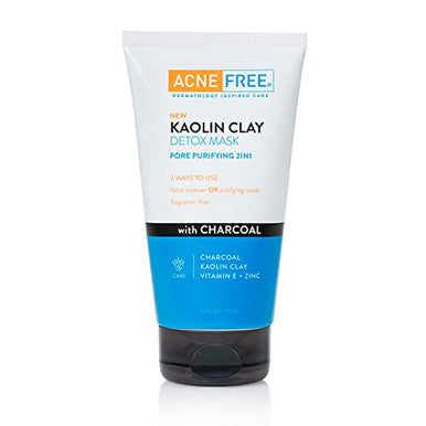 Acnefree Acne Free Kaolin Clay Detox Mask 5Oz With Charcoal Kaolin Clay Vitamin E + Zinc Cleanser Or Mask For Oily Skin To Deeply Clean Pores And Refine Skin