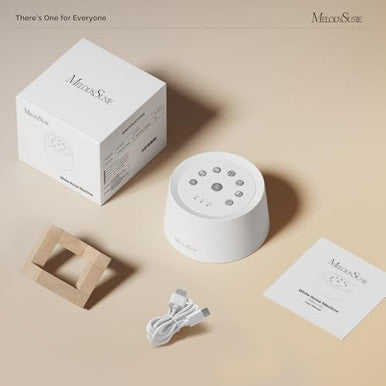 Melodysusie Rechargeable White Noise Machine For Sleep Travel & Salon With Wooden Stand Sound Machine With 31 Soothing Sounds Multi-Night Light 32 Volumes & 4 Timers For Baby Adult