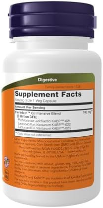 Now Intestinal Bacteria Support Clinically Validated Probiotic Promotes Regularity 60 Veg Capsules