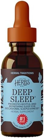 Herbs Etc. Deep Sleep Classic Liquid Extract Holistic Rest Supplement for Restful Sleep Chamomile Lemon Balm