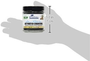 Viva Doria Virgin Activated Charcoal Powder, Coconut Shell Derived, Food Grade, 1.5 Oz Glass Jar (43 Grams)
