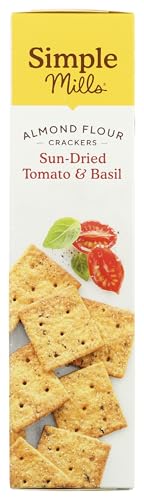 Simple Mills Almond Flour Crackers, Sundried Tomato & Basil, Gluten Free, Flax Seed, Sunflower Seeds, Corn Free, Good for Snacks, Made with whole foods, (Packaging May Vary), 4.25 Ounce