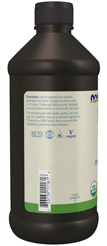NOW Foods BetterStevia Organic Zero-Calorie Liquid Sweetener, Keto Friendly, Suitable for Diabetics, No Erythritol, 16-Ounce