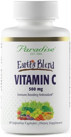 Paradise Herbs Earth'S Blend Vitamin C With Nature'S C And Adaptogens Superfoods Base Of Probiotics and Organic Alkalizing Greens 90 Vegetarian Capsules