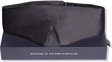 Drowsy Featherweight Silk Sleep Mask " Luxury Blackout Eye Mask For Sleeping & Travel 100% Mulberry Silk Lightweight Comfort Adjustable Strap Protects Skin & Hair Moonlight Shadow