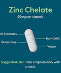 Bestvite Zinc Chelate 50Mg (240 Vegetarian Capsules) - No Stearates - No Dicalcium Phosphate - Vegan - Non Gmo - Gluten Free