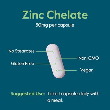 Bestvite Zinc Chelate 50Mg (240 Vegetarian Capsules) - No Stearates - No Dicalcium Phosphate - Vegan - Non Gmo - Gluten Free