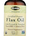 Flora Flax Oil Coldpressed Unrefined Organic Flax Seed Oil Contains Omega3 & Omega6 Nongmo & Gluten Keep Chilled 32 Fl. Oz. Amber Glass Bottle