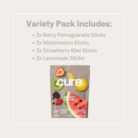 Cure Hydration Family Bundle Plantbased Electrolyte Drink Mix No Added Sugar Coconut Water Fsahsa Nongmo Vegan & Gluten 15 Pack Kids Variety & 8 Pack Classic Variety