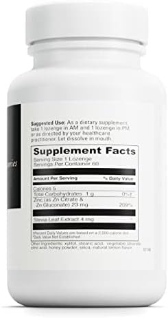 Davinci Labs Zinc Lozenge Dietary Supplement To Support Fertility Immunity Joint Health And Skin With 23 Mg Zinc Per Serving Gluten Lemon Flavor 60 Lozenges