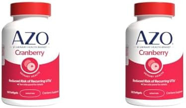 Azo Cranberry Urinary Tract Health Supplement 1 Serving : 1 Glass Of Cranberry Juice Sugar Cranberry Pills Nongmo 3 Month Supply 100 Softgels (Pack Of 2)