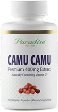 Paradise Herbs Organic Camu Camu Extract 400 Mg Rich In Vitamin C Pure & Potent Gluten Nongmo Vegan 60 Capsules