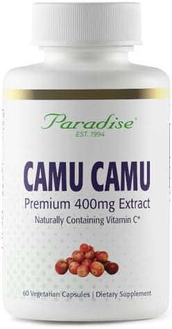 Paradise Herbs Organic Camu Camu Extract 400 Mg Rich In Vitamin C Pure & Potent Gluten Nongmo Vegan 60 Capsules