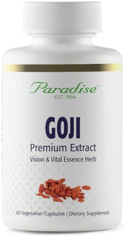 Paradise Herbs Goji Extract Vital Essence Herb Skin Eyes Body Support Vegan Gluten Non Gmo 60 Count Vegetarian Capsules